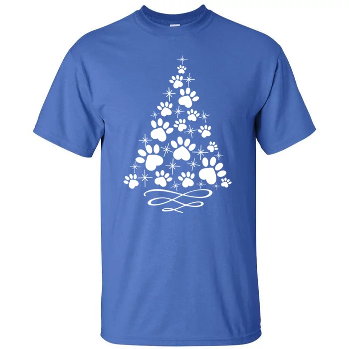 Paw Print Christmas Tree Holiday Gift Tall T-Shirt