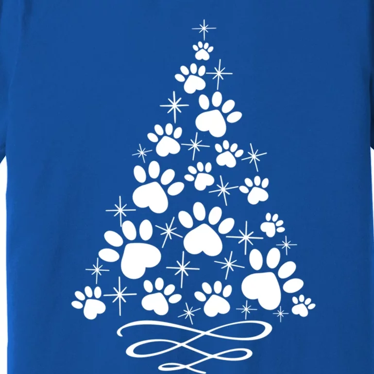 Paw Print Christmas Tree Holiday Gift Premium T-Shirt