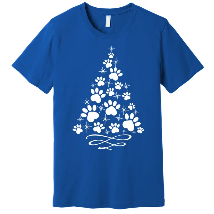 Paw Print Christmas Tree Holiday Gift Premium T-Shirt