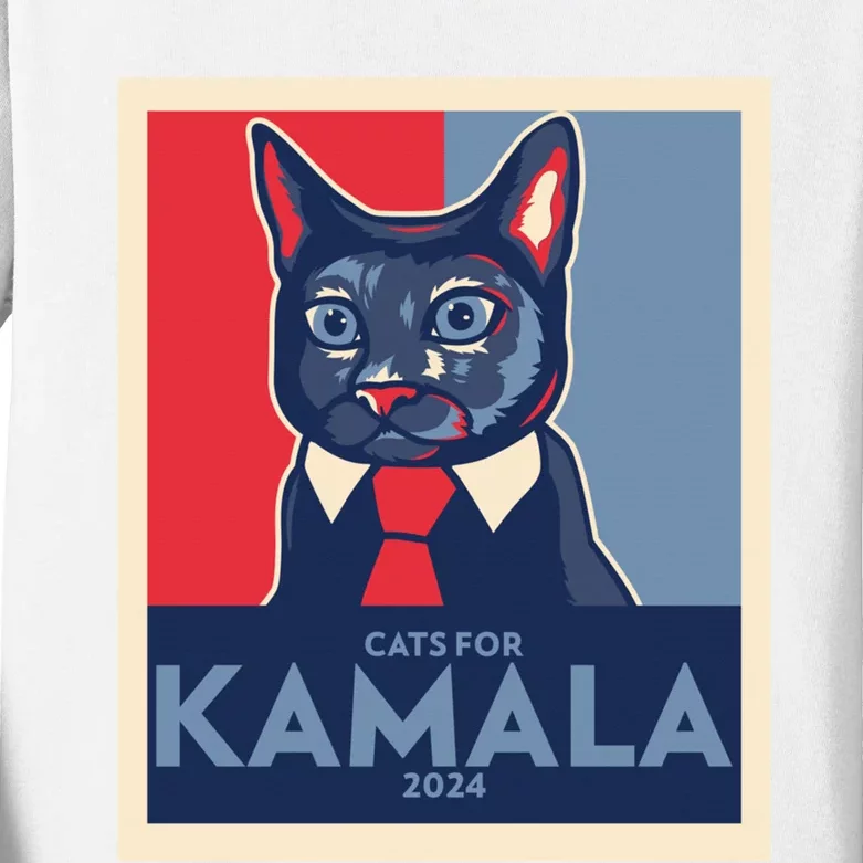 Politically Purrfect Cats For Kamala Harris 2024 President Madam President 2024 Kids Long Sleeve Shirt