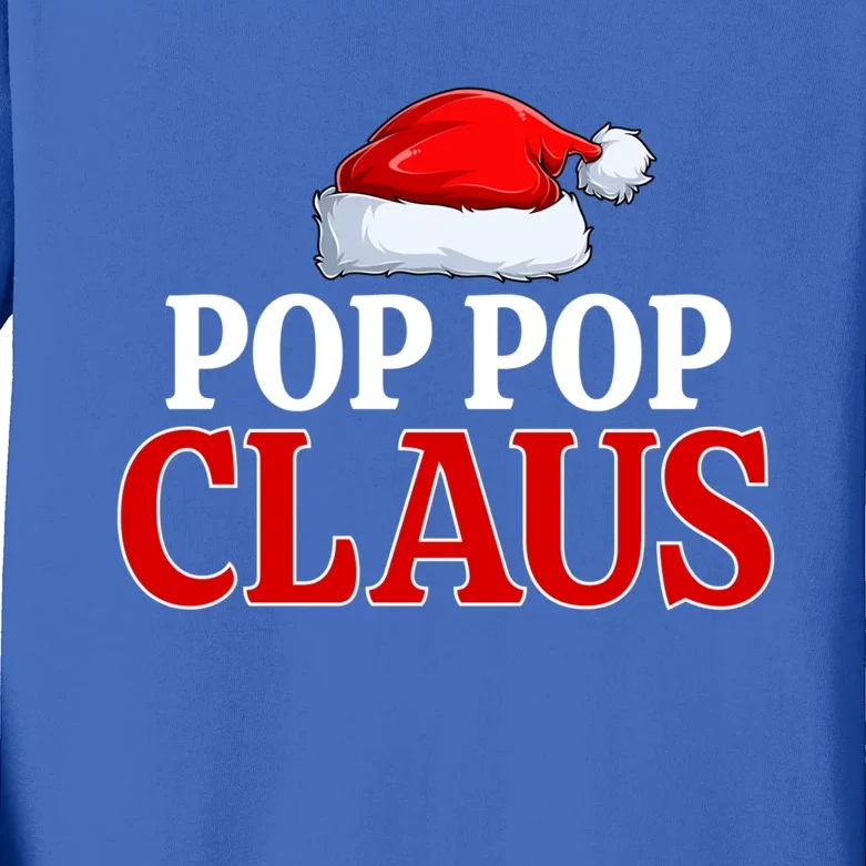 Pop Pop Claus Christmas Pajama Matching Family Santa Xmas Gift Kids Long Sleeve Shirt