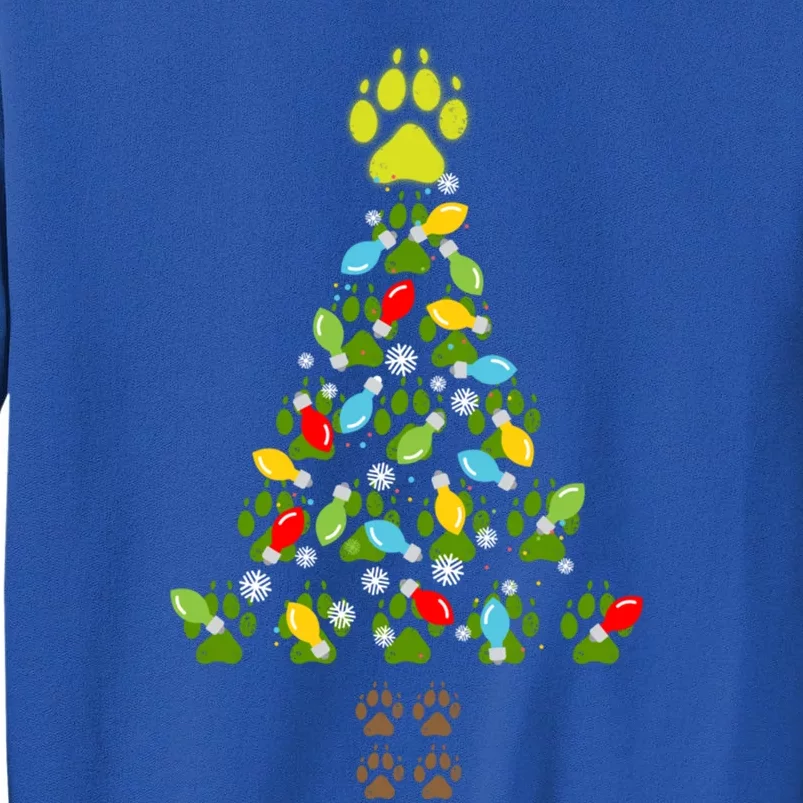 Paw Print Christmas Tree Xmas Lights Holiday Dog Lover Gift Tall Sweatshirt