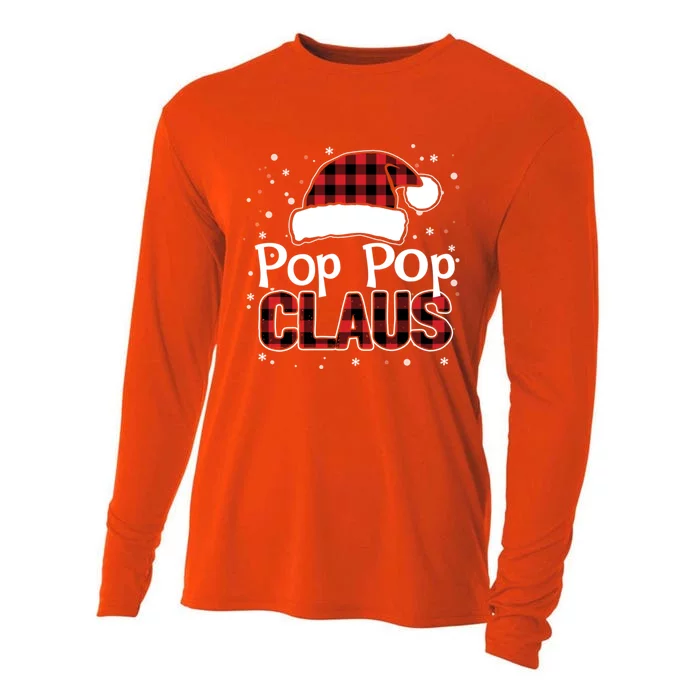 Pop Pop Claus Christmas Santa Hat Buffalo Matching Family Gift Cooling Performance Long Sleeve Crew