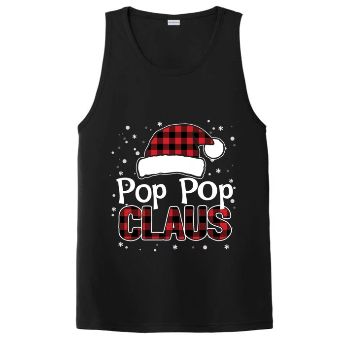 Pop Pop Claus Christmas Santa Hat Buffalo Matching Family Gift Performance Tank