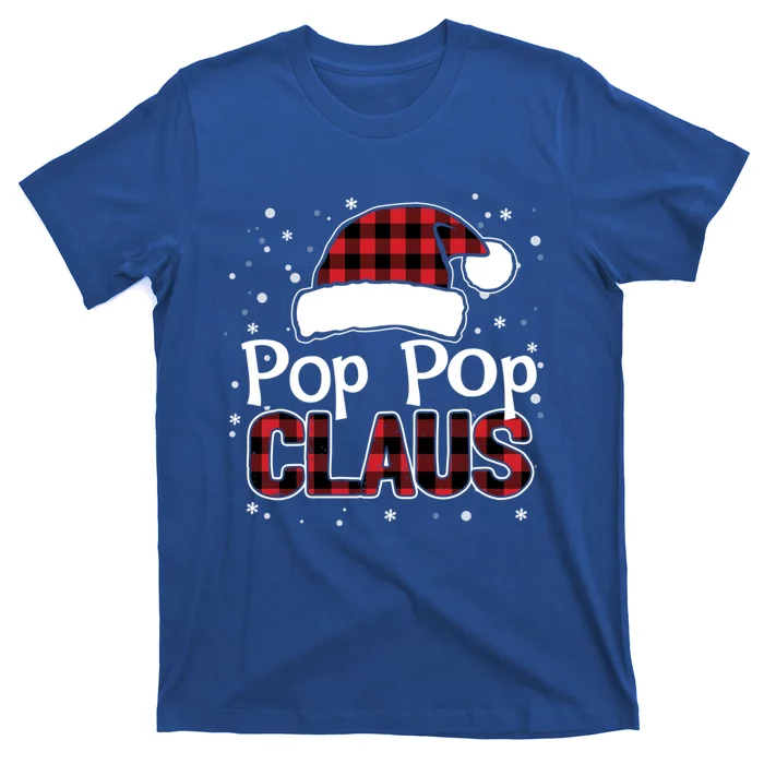 Pop Pop Claus Christmas Santa Hat Buffalo Matching Family Gift T-Shirt