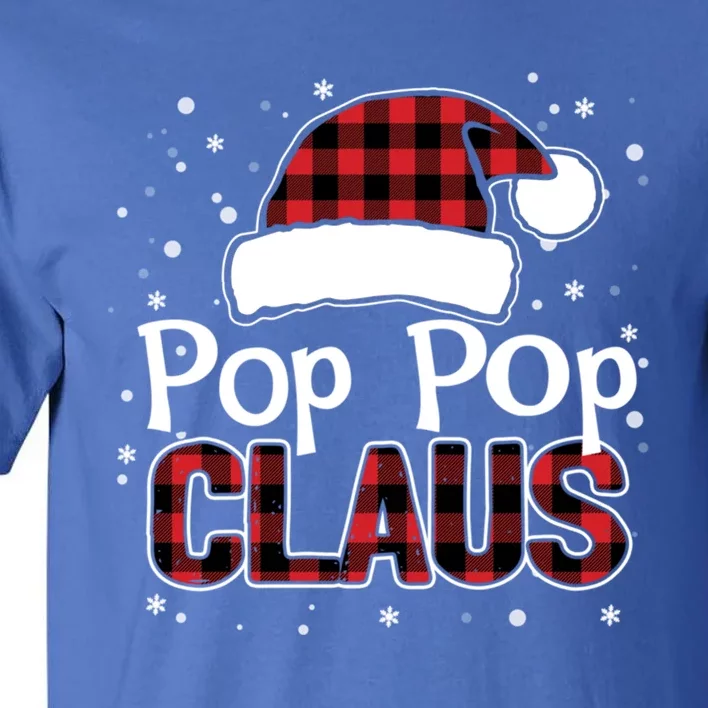 Pop Pop Claus Christmas Santa Hat Buffalo Matching Family Gift Tall T-Shirt