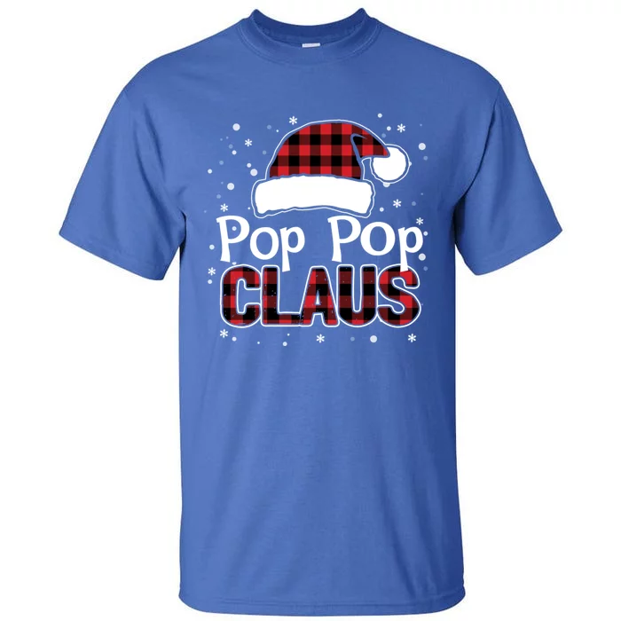 Pop Pop Claus Christmas Santa Hat Buffalo Matching Family Gift Tall T-Shirt