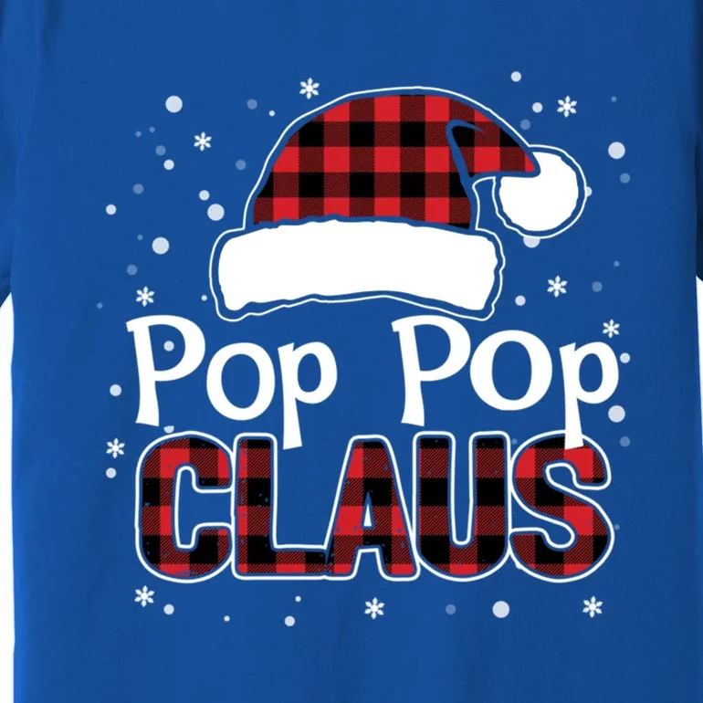 Pop Pop Claus Christmas Santa Hat Buffalo Matching Family Gift Premium T-Shirt