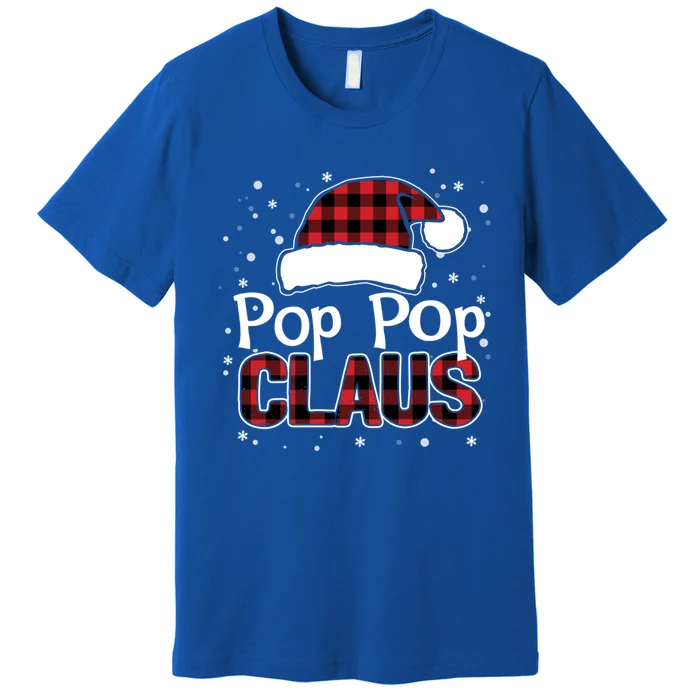 Pop Pop Claus Christmas Santa Hat Buffalo Matching Family Gift Premium T-Shirt