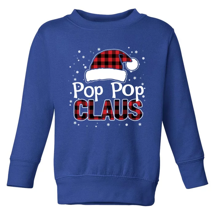 Pop Pop Claus Christmas Santa Hat Buffalo Matching Family Gift Toddler Sweatshirt