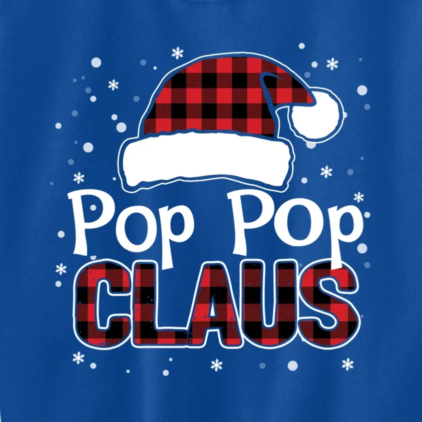 Pop Pop Claus Christmas Santa Hat Buffalo Matching Family Gift Kids Sweatshirt