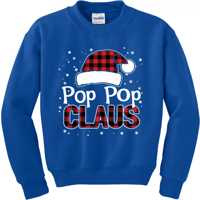 Pop Pop Claus Christmas Santa Hat Buffalo Matching Family Gift Kids Sweatshirt