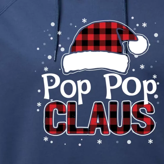 Pop Pop Claus Christmas Santa Hat Buffalo Matching Family Gift Performance Fleece Hoodie