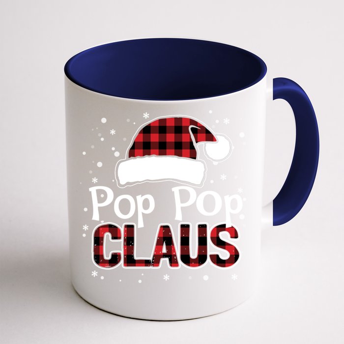 Pop Pop Claus Christmas Santa Hat Buffalo Matching Family Gift Front & Back Coffee Mug