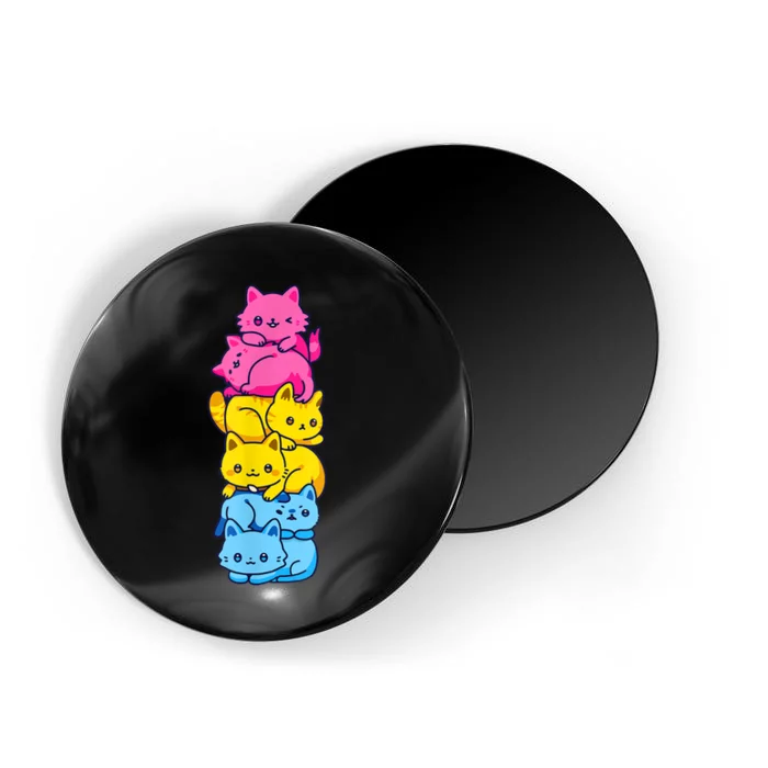 Pansexual Pride Cat LGBT Pan Flag Nonbinary Cute Cats Pile Magnet