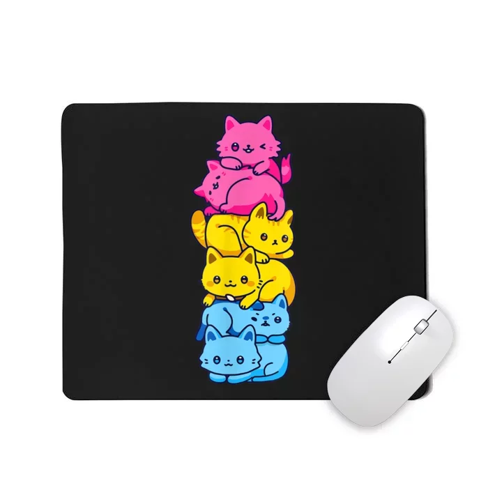 Pansexual Pride Cat LGBT Pan Flag Nonbinary Cute Cats Pile Mousepad