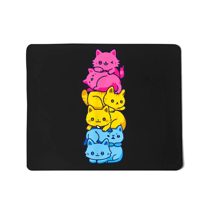 Pansexual Pride Cat LGBT Pan Flag Nonbinary Cute Cats Pile Mousepad