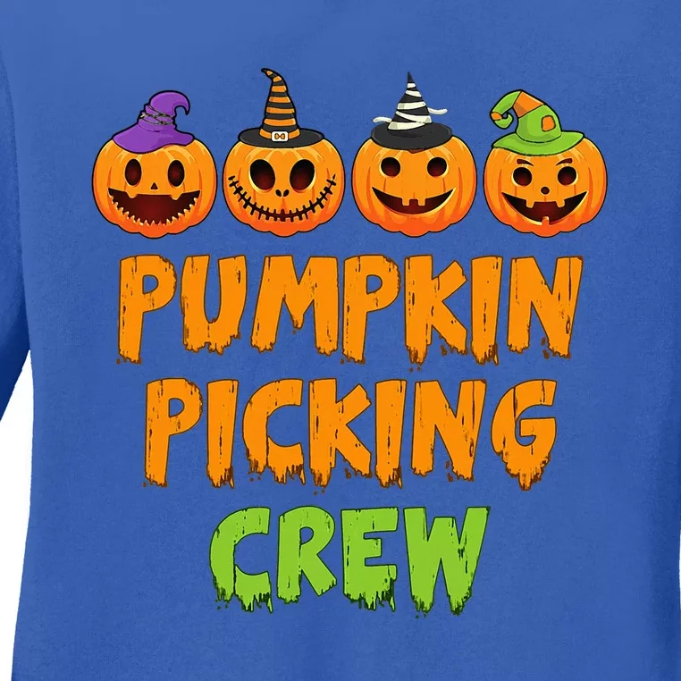 Pumpkin Picking Crew Halloween Ladies Long Sleeve Shirt