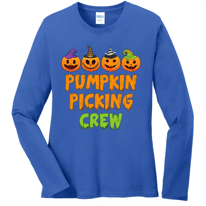 Pumpkin Picking Crew Halloween Ladies Long Sleeve Shirt