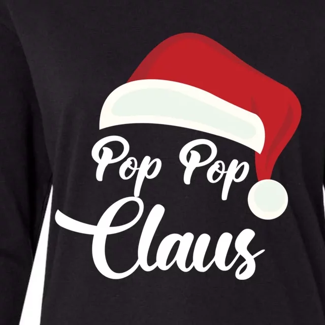 Pop Pop Claus Christmas Santa Hat Grandpa Gift Womens Cotton Relaxed Long Sleeve T-Shirt