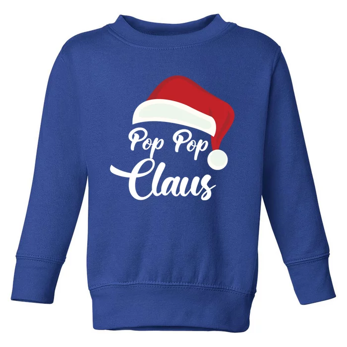 Pop Pop Claus Christmas Santa Hat Grandpa Gift Toddler Sweatshirt