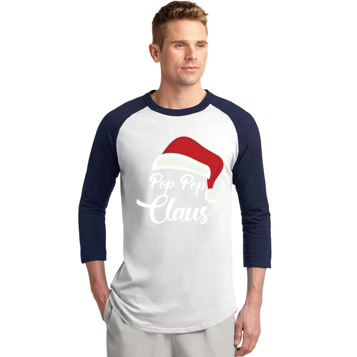 Pop Pop Claus Christmas Santa Hat Grandpa Gift Baseball Sleeve Shirt