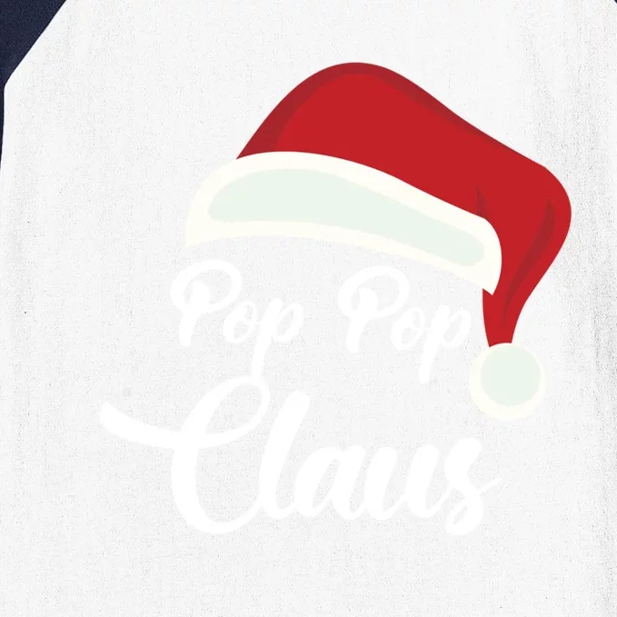 Pop Pop Claus Christmas Santa Hat Grandpa Gift Baseball Sleeve Shirt