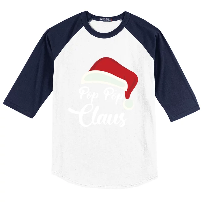 Pop Pop Claus Christmas Santa Hat Grandpa Gift Baseball Sleeve Shirt