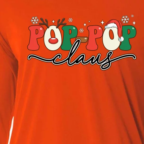 Pop Pop Claus Groovy Christmas Santa Matching Family Xmas Gift Cooling Performance Long Sleeve Crew