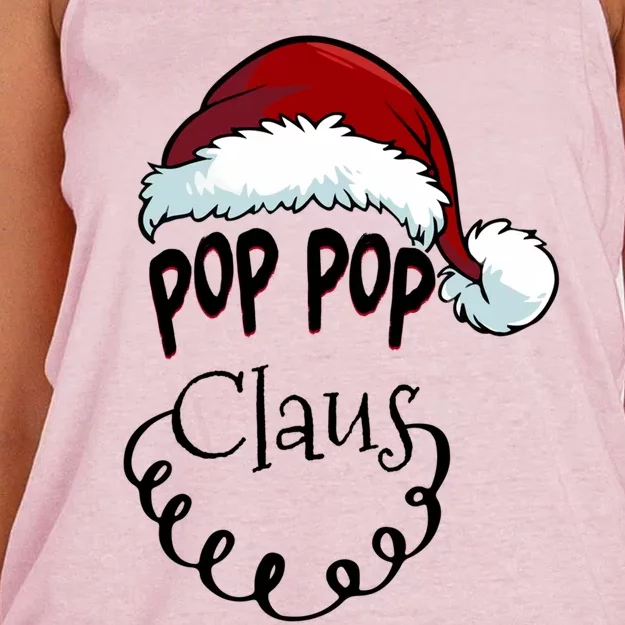 Pop Pop Claus Happy New Santa Claus Family Christmas Gift Women's Knotted Racerback Tank