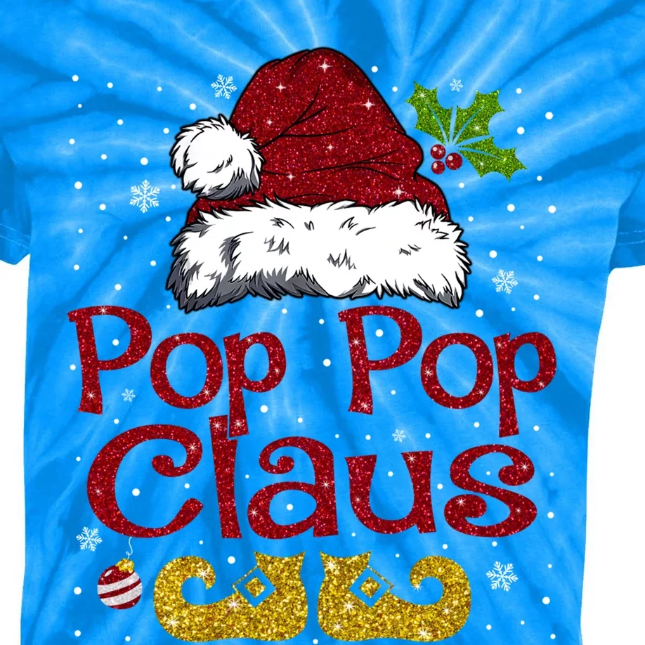 Pop Pop Claus Matching Family Christmas Santa Hat Xmas Gift Kids Tie-Dye T-Shirt