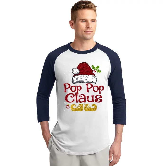 Pop Pop Claus Matching Family Christmas Santa Hat Xmas Gift Baseball Sleeve Shirt