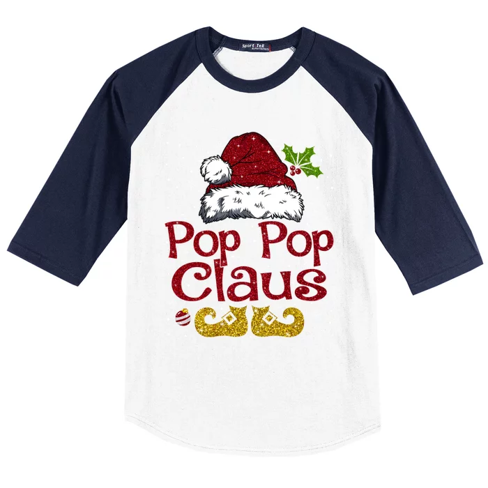 Pop Pop Claus Matching Family Christmas Santa Hat Xmas Gift Baseball Sleeve Shirt