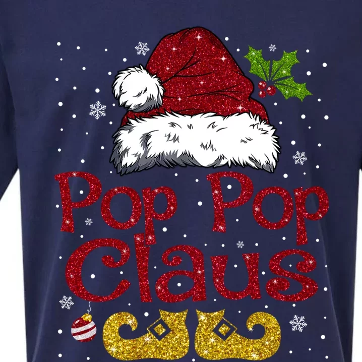 Pop Pop Claus Matching Family Christmas Santa Hat Xmas Gift Sueded Cloud Jersey T-Shirt