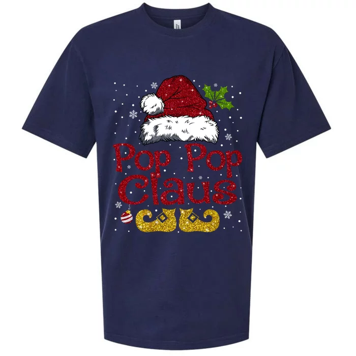 Pop Pop Claus Matching Family Christmas Santa Hat Xmas Gift Sueded Cloud Jersey T-Shirt