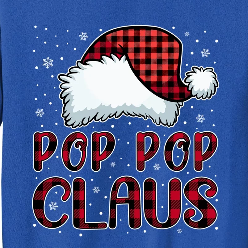 Pop Pop Claus Merry Christmas Buffalo Plaid Red Santa Hat Gift Sweatshirt