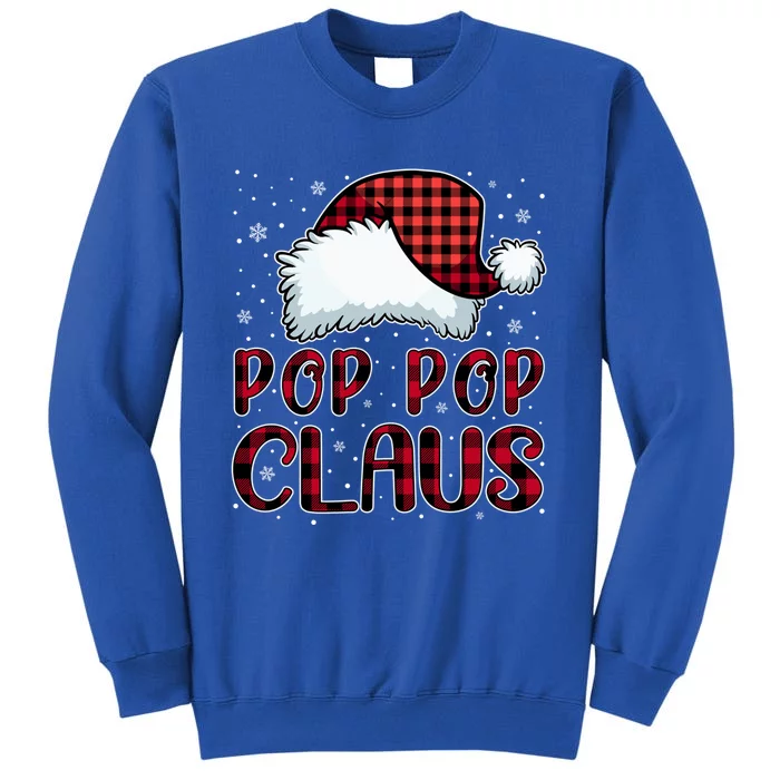 Pop Pop Claus Merry Christmas Buffalo Plaid Red Santa Hat Gift Sweatshirt