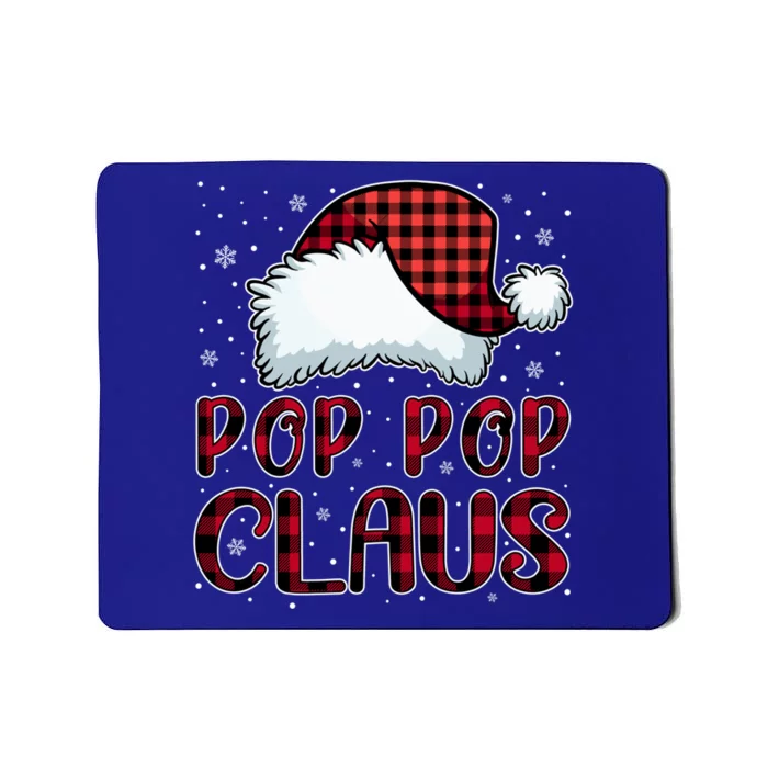 Pop Pop Claus Merry Christmas Buffalo Plaid Red Santa Hat Gift Mousepad