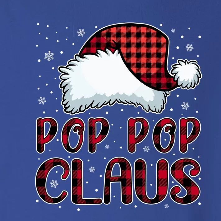 Pop Pop Claus Merry Christmas Buffalo Plaid Red Santa Hat Gift Toddler Long Sleeve Shirt