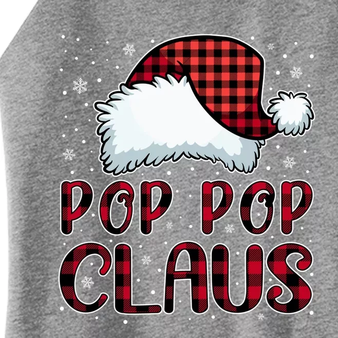 Pop Pop Claus Merry Christmas Buffalo Plaid Red Santa Hat Gift Women’s Perfect Tri Rocker Tank