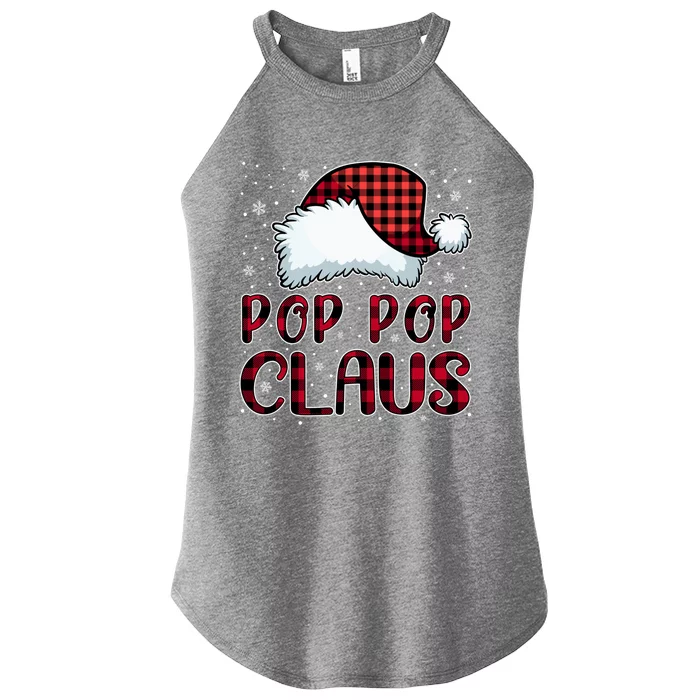 Pop Pop Claus Merry Christmas Buffalo Plaid Red Santa Hat Gift Women’s Perfect Tri Rocker Tank