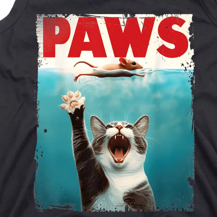 Paws Parody Cat Mouse Humorous Cat Chasing Mouse Kitten Tank Top