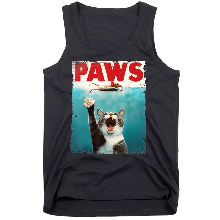 Paws Parody Cat Mouse Humorous Cat Chasing Mouse Kitten Tank Top