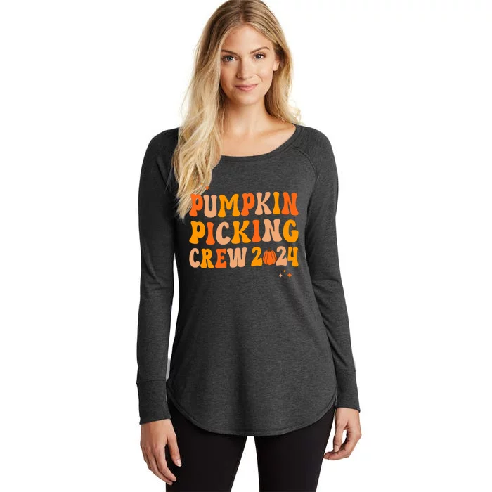 Pumpkin Picking Crew 2024 Family Matching Autumn Halloween Women's Perfect Tri Tunic Long Sleeve Shirt