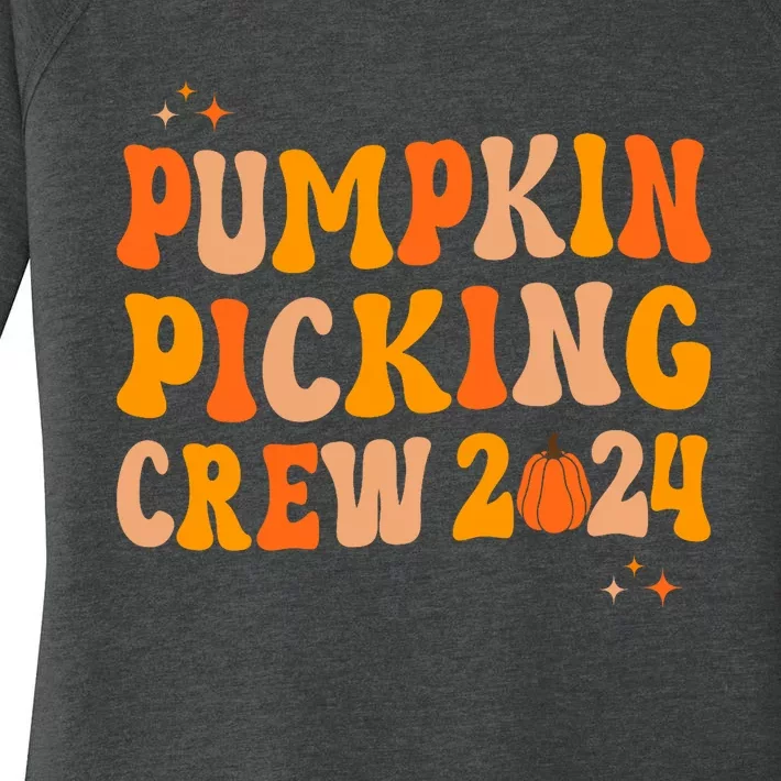 Pumpkin Picking Crew 2024 Family Matching Autumn Halloween Women's Perfect Tri Tunic Long Sleeve Shirt