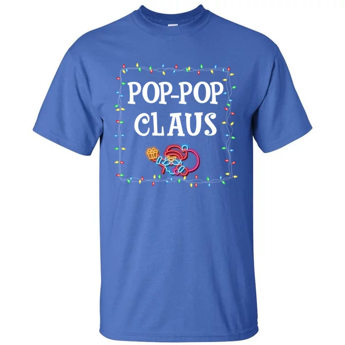 Pop Pop Claus Santa Christmas Lights Family Pjs Matching Great Gift Tall T-Shirt