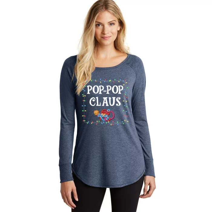 Pop Pop Claus Santa Christmas Lights Family Pjs Matching Great Gift Women's Perfect Tri Tunic Long Sleeve Shirt