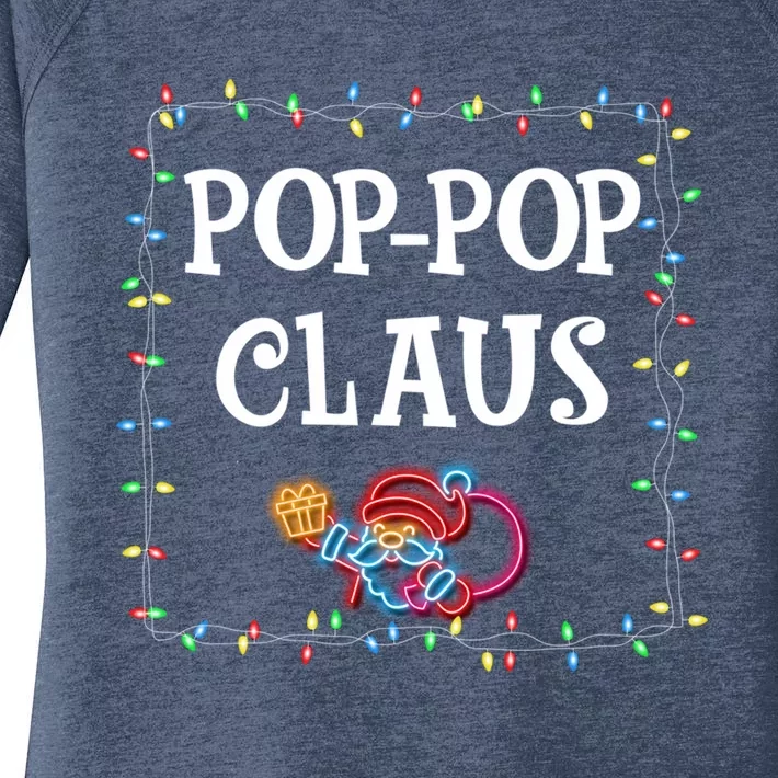 Pop Pop Claus Santa Christmas Lights Family Pjs Matching Great Gift Women's Perfect Tri Tunic Long Sleeve Shirt