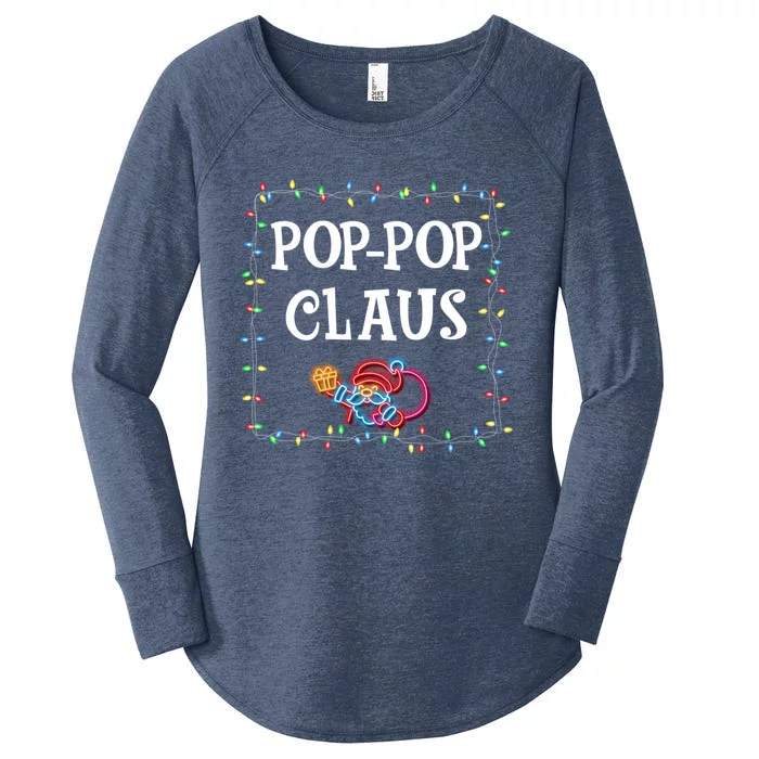 Pop Pop Claus Santa Christmas Lights Family Pjs Matching Great Gift Women's Perfect Tri Tunic Long Sleeve Shirt