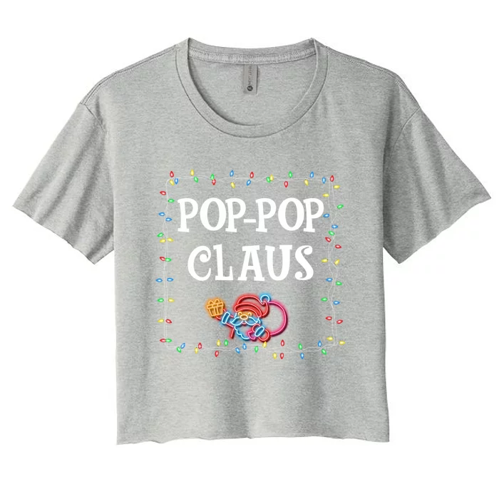 Pop Pop Claus Santa Christmas Lights Family Pjs Matching Great Gift Women's Crop Top Tee